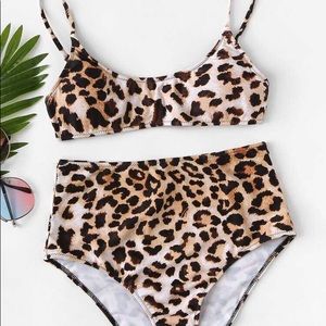 Cheetah High Waisted Bikini Set